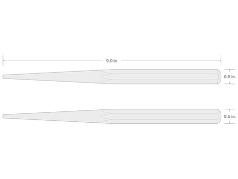 Diagram of Workhorse Three Sixteenth Inch Alignment Punch For Precise Hole Alignment In Multi Part Assembly with measurements
