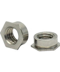 Premium Self Clinching Flush Nuts Engineered From Rock Solid 304 Stainless Steel Killer Thin Hex Inserts for Lightning Fast Sheet Metal Repair Projects, two hex inserts.
