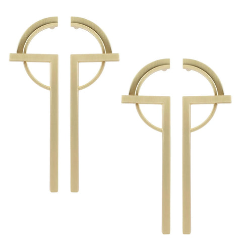 Gold Brushed Half Moon Cabinet Pulls 7.17 Inch Long 1.97 Inch Wide 0.98 Inch High With 5.04 Inch Center Mounting Hole Distance
