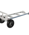 Heavy Duty Aluminum Hand Truck 500lbs Capacity Steel Handle Dolly Cart Horizontal Loop Design side view with rubber tires