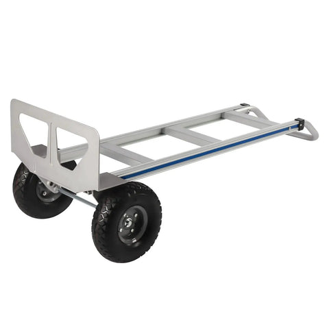 Heavy Duty Aluminum Hand Truck 500lbs Capacity Steel Handle Dolly Cart Horizontal Loop Design side view with rubber tires