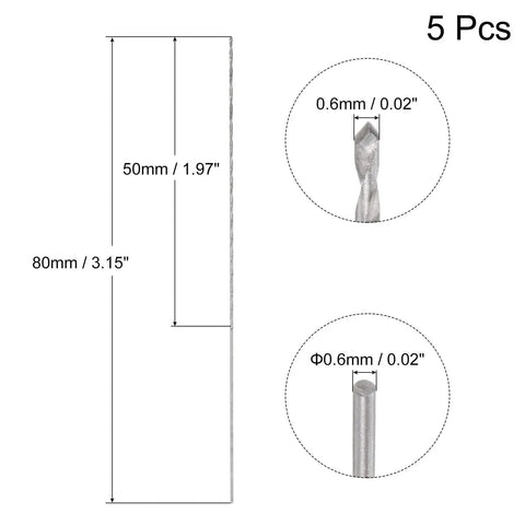 5 Piece 0.6mm Mini Micro Twist Drill Bits Set In High Speed Steel Extra Long 80mm Shank For Aluminum Alloy And Fine Metalwork Pro Grade HSS