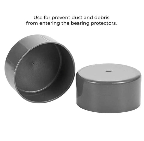 1.98 Inch Grey Rubber Trailer Wheel Hub Dust Caps 4 Pack Replacement Bearing Protectors, shown side by side