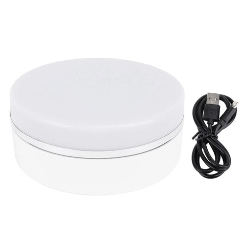 Awesome 360 Rotating Display Stand With Adjustable LED Lights And 11 Pounds Load Capacity with USB cable for electric turntable.