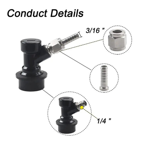 Ball Lock Quick Disconnect Set for Homebrew Beer Gear, One Quarter Inch MFL With Three Sixteenth Inch Swivel Nut Hose Clamps, Four Pack, Includes Liquid Keg Couplers and Stainless Steel Clamps for Cornelius Kegs and Common Homebrew Tanks; black liquid disconnect with 3/16 in barb and 1/4 in MFL fitting