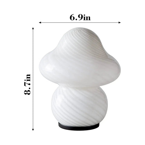 Desert Swirl Mushroom Lamp with Stepless Dimmable Glass Shade, Warm White LED Bulb Included, Cozy Vibe Bedside Table Lamp, 8.7in tall