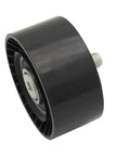 Premium Belt Tensioner Pulley 11287545297 for BMW 7 Series F02 G12 X5 E70, black heavy-duty idler pulley with steel hub.
