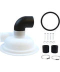Heavy Duty Cyclone Separator Cover For Vacuum Dust Collection No Fuss Replacement Cover with black elbow and white dome.