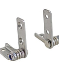 Two stainless steel damping hinges with adjustable torque, front view.