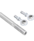 Adjustable Alternator Tensioner Rod Kit For Universal Bracket Fit Five And A Half Inch Length And Five Eighths Inch Diameter Center To Center Adjustable From Seven And A Half To Nine Inches Drag Race Style Heim Joint SBC Compatible Easy Mount silver rod and heim joints