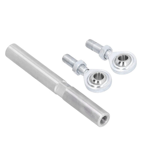 Beefy 7 Inch Heim Joint Adjustable Alternator Bracket For SBC And BBC V8 Engines, Fits Chevy 350 And 454, Ford And Mopar Compatibility, 7.5 To 9 Inch Range, Heavy Duty Aluminum, Easy Install, Keeps Belts Tight And Aligned. silver aluminum heim joint bracket and adjusters