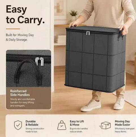 Roomy Large Capacity Moving Storage Bag With Smooth Clip Zipper And Foldable Build Heavy Duty Canvas Tote perfect for easy carrying and storage.