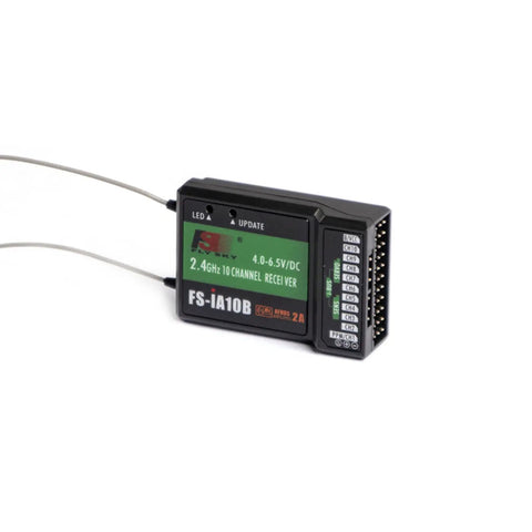 Beefed-Up 10 Channel 2.4GHz RC Receiver With iBus PPM Dual Antenna AFHDS2 on white background, compatible with FS-i6, i6S, i10 transmitters