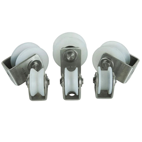 Groove Track Wheel Sliding Door Roller Smooth Glide Heavy Duty Barn Door Casters 304 Stainless Steel Bracket Nylon Castor