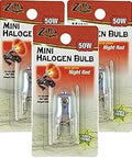 Night Red 50W Mini Halogen Bulb Pack of 3 for Dope Heat and Bright Light in Tight Spaces, Energy Efficient Replacement for Reptile Tanks