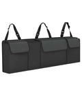 Image of a Car Trunk Organizer With Backseat Hanging Storage, Large Capacity, Heavy Duty Adjustable Straps, Waterproof PVC Collapsible Cargo Bag.
