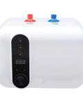 10 Liter Electric Hot Water Heater Delivering Kickin Heat With 1.5 Kilowatts Of Instant Warmth, white compact design with control panel.
