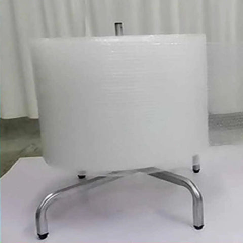 Heavy Duty Vertical Bubble Wrap Roll Holder Aluminum Shipping Dispenser showcasing a large bubble wrap roll