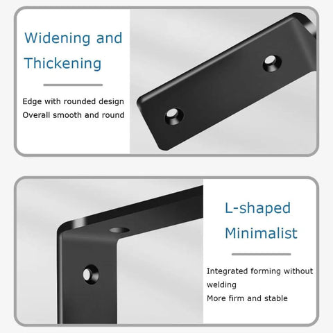Legit Heavy Duty L Shape Shelf Brackets, thickened steel with rounded edge design for a modern floating look.
