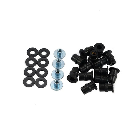 All-In-One Motorcycle Bolt Kit For Fairing Screws Nuts Washers And Hardware, Heavy-Duty Stainless Fasteners For Sportbike Restoration, Easy Install No-Fuss Vibration-Resistant Durable Assortment. Black washers, bolts and nuts set