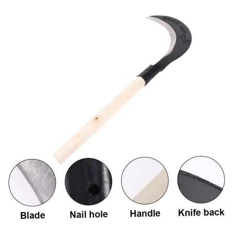 Long Handle Gardening Grass Knife Hand Scythe For Weeding And Cultivation Durable Manganese Steel Garden Tool with details