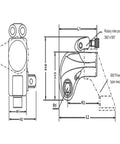 Heavy Duty Hydraulic Torque Wrench With Square Drive Electric Pump Built Like Iron Using Lightweight Alloy Steel And Featuring A Smooth 360 Degree Swivel Head For Zero Drama Bolt Work diagram with dimensions and swivel arm details.