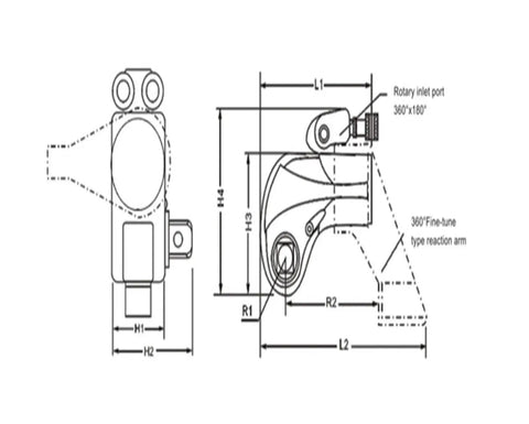Detailed diagram of Premium Pro Level Square Drive Hydraulic Torque Wrench With Durable Electric Pump And Kickass Aluminum Titanium Alloy Construction.