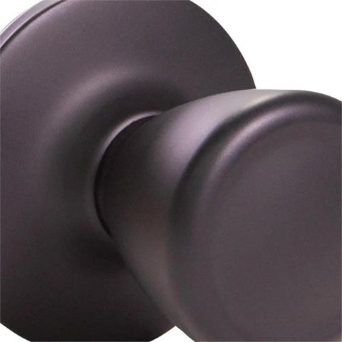 Close-up of Tulip Brass Dummy Door Knob in Matte Black Finish for Linen Closet and French Doors