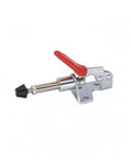Steel Push Pull Toggle Clamp Serving Up Quick Release Workholding For Woodworking And Welding Jigs, compact steel design with red handle for quick locking.