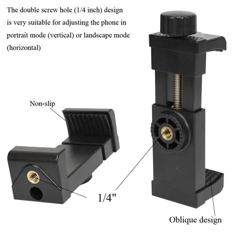 First Person POV Head Mount Phone Holder For Outdoor Filming with 1/4 inch screw, portrait or landscape mode, black design.