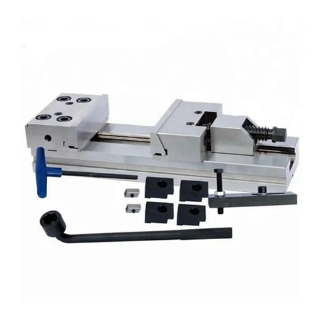 Rock Solid Modular Bench Vise For Cnc Milling Gt150a Gt150b heavy duty aluminum vise with additional clamp components and handle.
