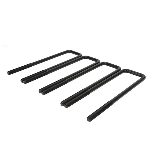 12 Inch Rear Axle U Bolts Kit Heavy Duty Steel Suspension U Bolts With Flat Top Square Bend Design Black Powder Coated For Leaf Spring Repair On 1500 Series Trucks From 1999 To 2010, four black U bolts