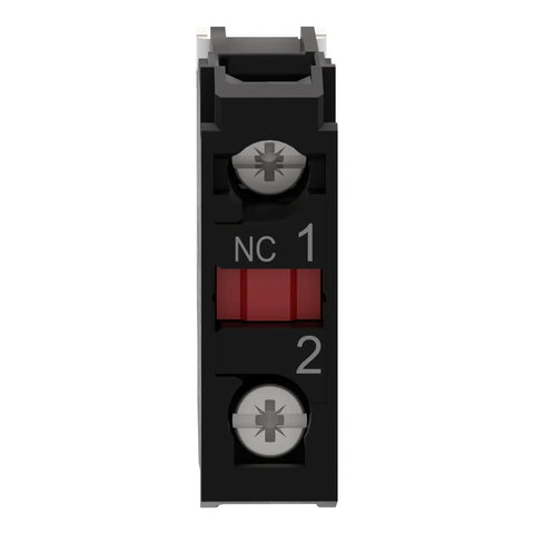 Front view of Harmony XB4 Single Contact Block For Industrial Machines And Control Panels 1NC Screw Clamp Terminal