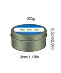 Compact tin of 100G No Clean Flux Paste For Soldering And Electronics Repair Pro Grade Easy To Use Flux Cream With Non Corrosive Formula Leaves Minimal Clear Residue Ideal For PCB LED Phone Computer Chips And Home Workshop Projects with dimensions.