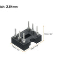 2.54mm Pitch DIP IC Socket Dual Row 6 Pin Round Pins Connector with black thermoplastic body and dimensions displayed.