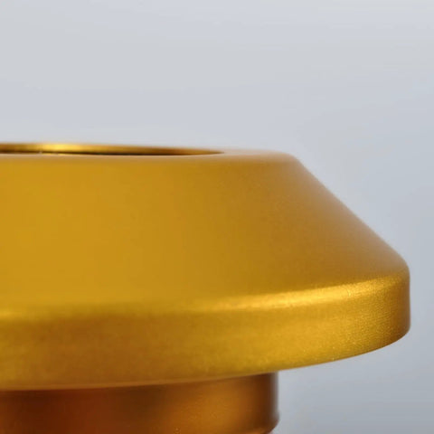 Close-up of anodized aluminum finish of Solar Cross Cemetery Candle Holder And Lamp 26 Inch Ground Spike Graveside Light.