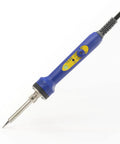 Blue handheld FX600 soldering iron with temperature dial, 200-500C adjustable heat, ergonomic design for ICs, LEDs, PCBs.