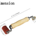 Seam roller with wooden handle and red 40mm silicone roller, brass detail end, 240mm total length