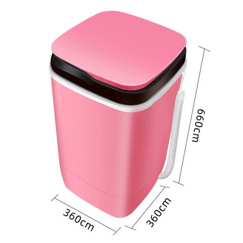 No Sweat Portable Compact Washing Machine Half Automatic Spin Washer With Built In Scrub Brush 4.5kg Load Size close-up view in pink color.