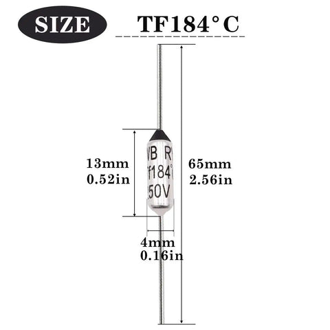 Pack Of Ten 184 Degree Metal Thermal Cutoffs Thermal Fuses 10A 250V With Non Insulated Butt Connectors For 22 To 18 AWG Motors