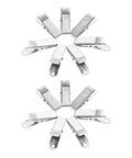 Top Grade 24pcs Metal Alligator Clips Mini Spring Clamp Kit With Strong Clamping Force And Portable Silver Wire Clamps For Lab Testing Work And Electrical Projects That Are Total Game Changers. Silver metal alligator clips arranged in two 6-piece sets