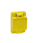 Watertite Wet Location 3-Phase Locking Blade Receptacle NEMA L15-30, 30A 250V, 4-Wire 3-Pole, Yellow, Single Flip Lid
