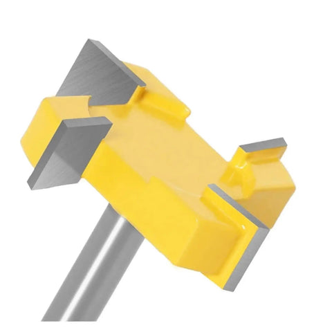 Heavy Duty 4 Edge T Slot Router Bit With An 8mm Shank for creating precise channels in wood, featuring four carbide edges.