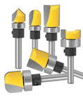 Six Piece 1 Quarter Inch Shank Grooving Router Bit Set With Bearings for woodworking projects on white background