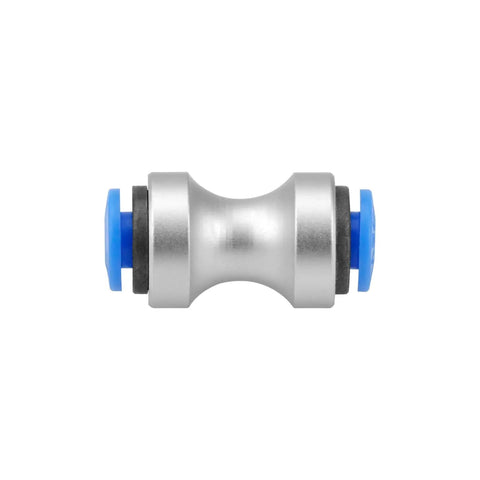 Two Piece Teflon Tube Connector High Flow 3D Printer Filament Feed Adapter with aluminum alloy and POM design view.