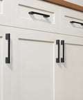 Modern kitchen cabinets with black square handles for smooth operation and coordinated decor