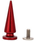 Badass Screw On Metal Spikes in red, 10x26mm, heavy duty leather hardware for DIY clothing accents.