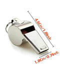 Close-up of a stainless steel whistle with dimensions for 2 Pack Stainless Steel Sports Whistles With Lanyards For Coaches Referees And Officials Loud Crisp Sound Reaches Up To 120dB Perfect For Training Games Lifeguards And Field Officials