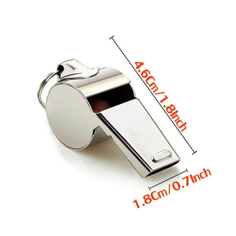 Close-up of a stainless steel whistle with dimensions for 2 Pack Stainless Steel Sports Whistles With Lanyards For Coaches Referees And Officials Loud Crisp Sound Reaches Up To 120dB Perfect For Training Games Lifeguards And Field Officials