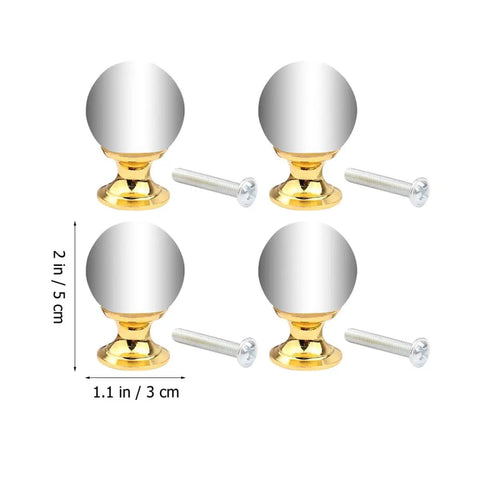Crystal Glass Cabinet Knobs Set 4 Pack With Gold Finish Single Hole Drawer Pulls, includes screws, European Style